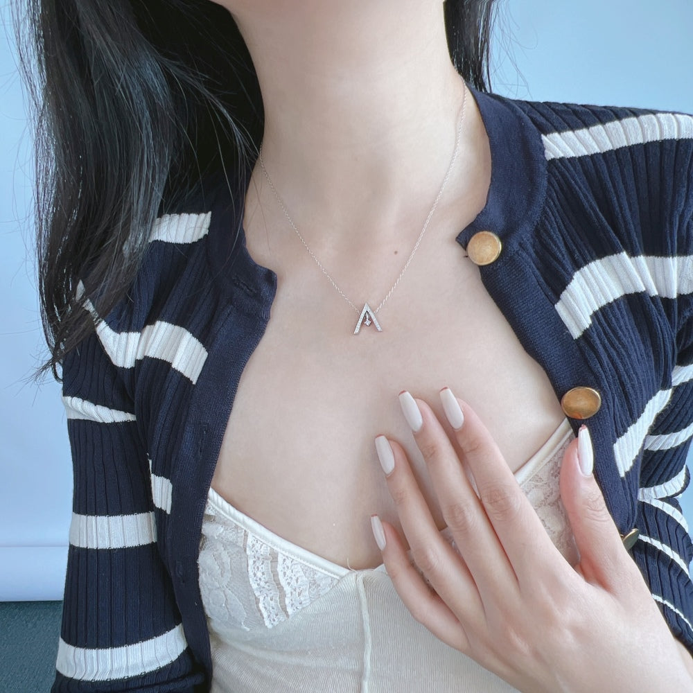 [Everoly JW]Sparkling "A" Shape Necklace