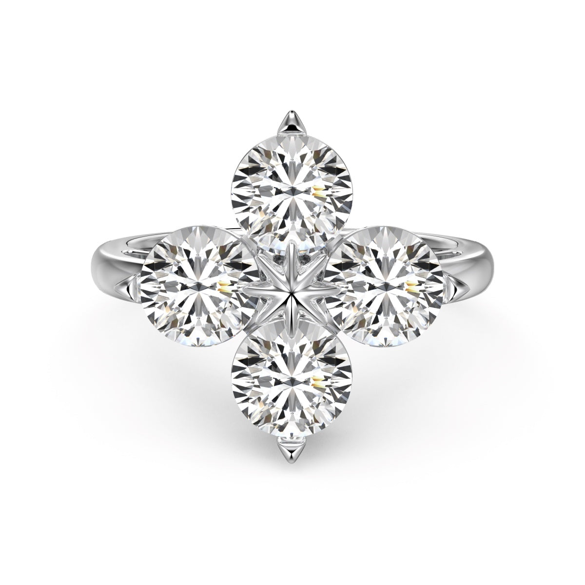 [Everoly JW]Four-Leaf Clover Eight-Pointed Star Ring