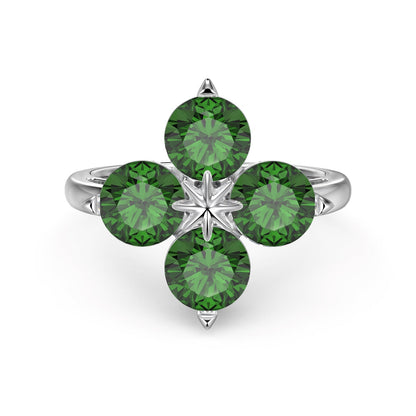 [Everoly JW]Four-Leaf Clover Eight-Pointed Star Ring
