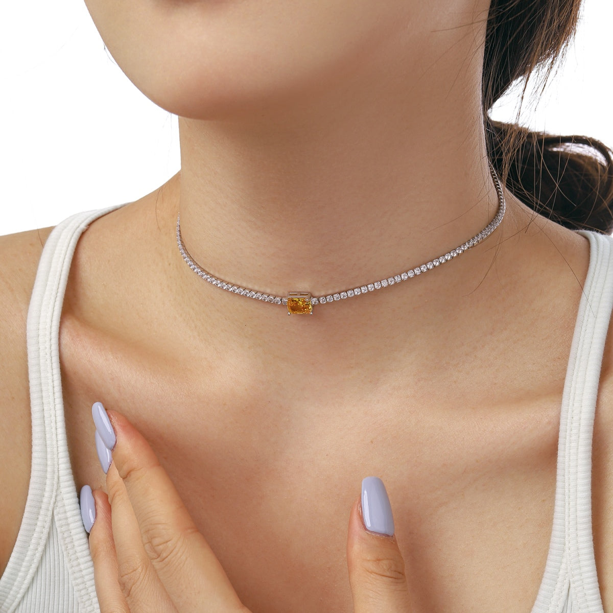 [Everoly JW]2.0 carat Ornate Emerald Cut Necklace