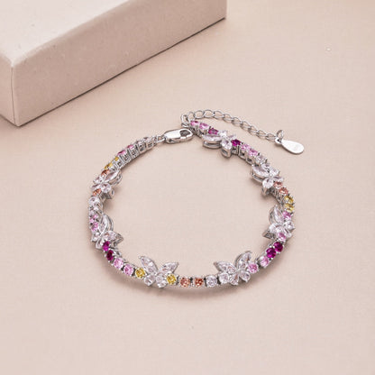 [Everoly JW]Ornate Colorful Butterfly Shape Round Cut Daily Bracelet