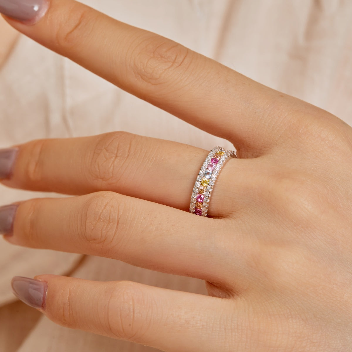 [Everoly JW]Delicate Colorful Round Cut Daily Ring