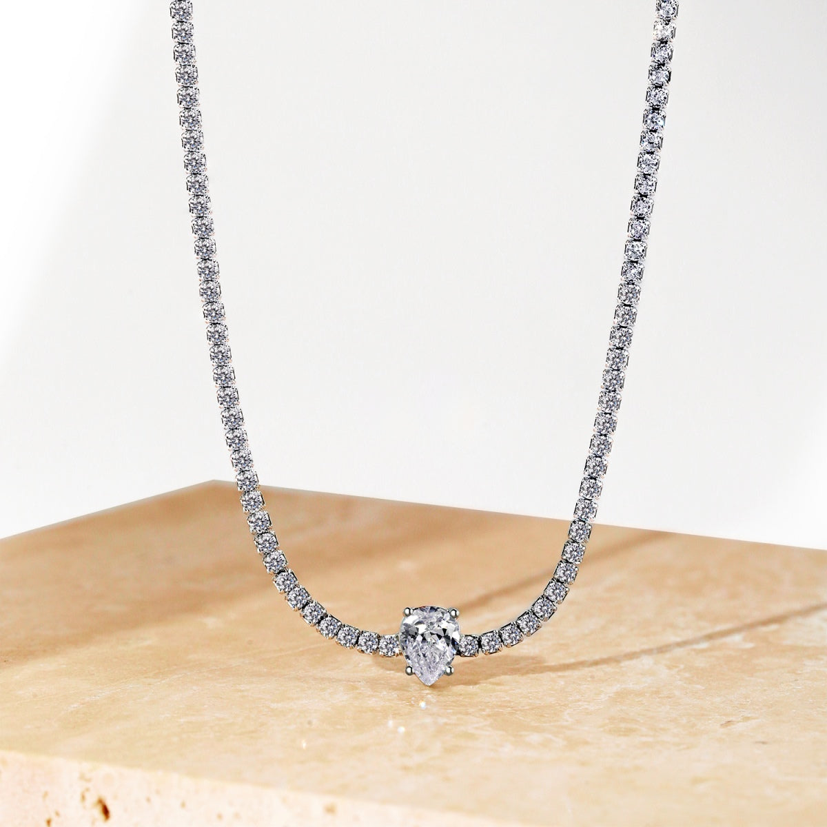 [Everoly JW]1.0 carat Unique Pear Cut Tennis Necklace