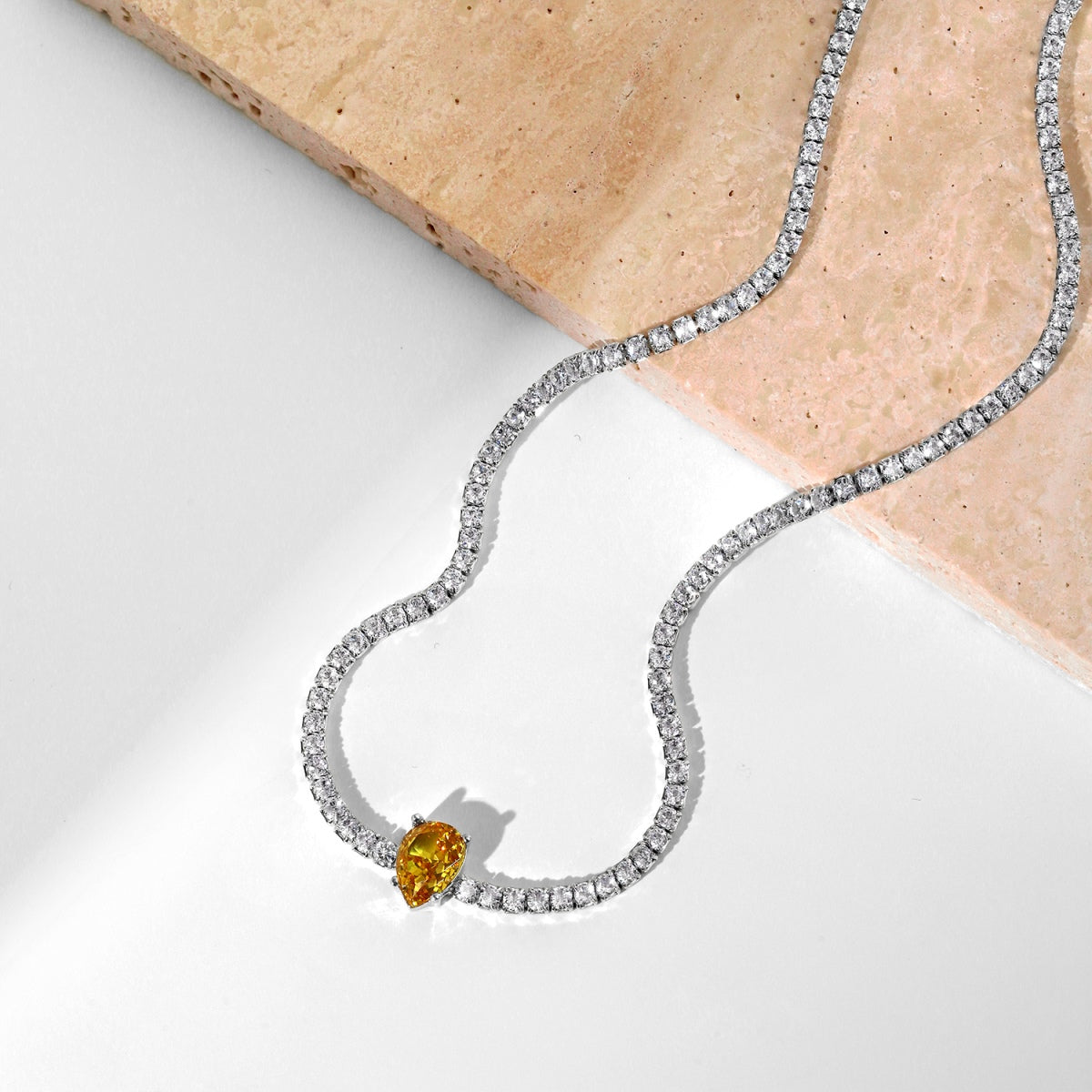 [Everoly JW]1.0 carat Unique Pear Cut Tennis Necklace