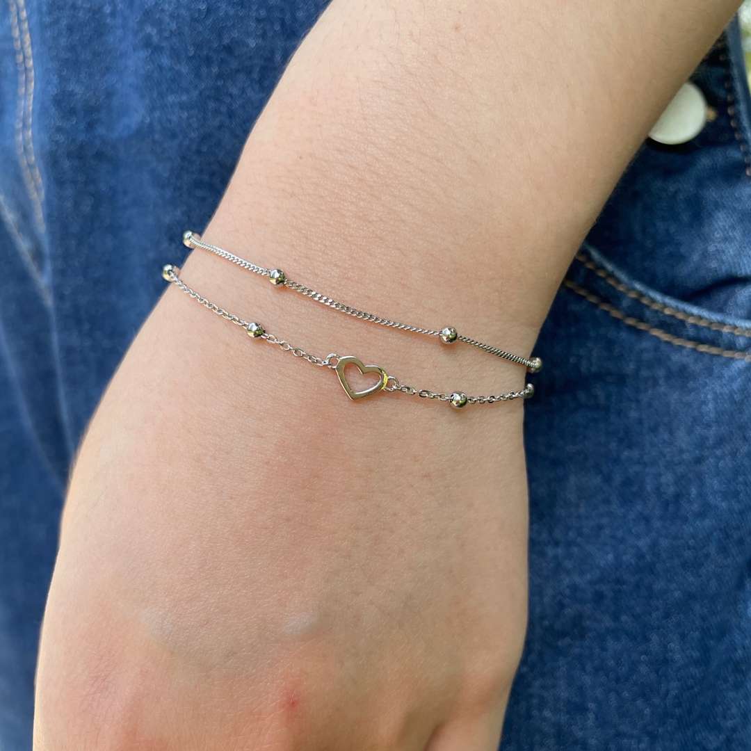 [Everoly JW]Dainty Double Layer Love Heart Bracelet