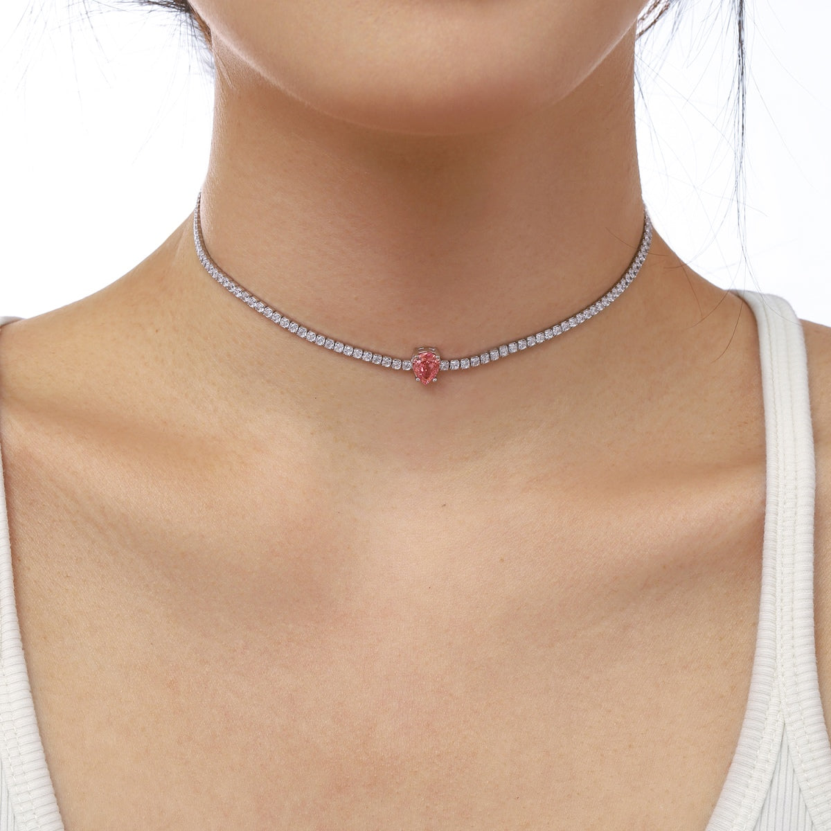 [Everoly JW]1.0 carat Unique Pear Cut Tennis Necklace