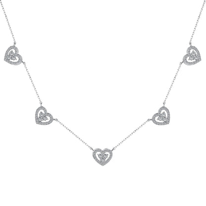 [Everoly JW]Sparkling Five Heart Necklace