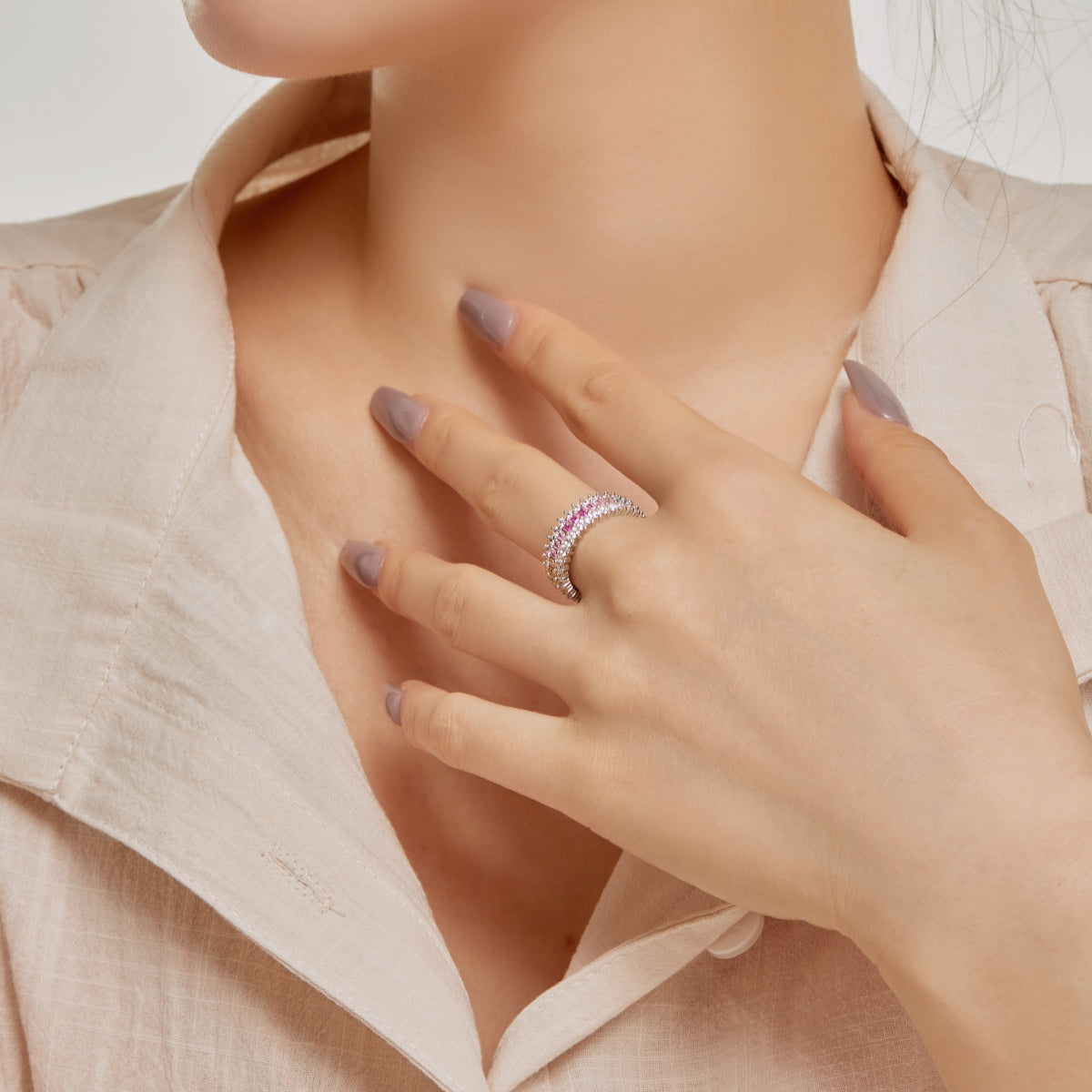 [Everoly JW]Ornate Colorful Radiant Cut Daily Ring