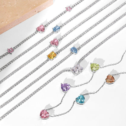 [Everoly JW]Dazzling Pink Heart Flower Necklace