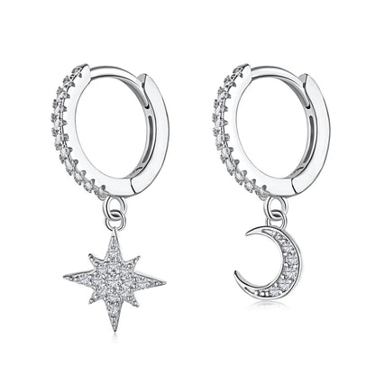 [Everoly JW]Star and Moon Asymmetric Earrings