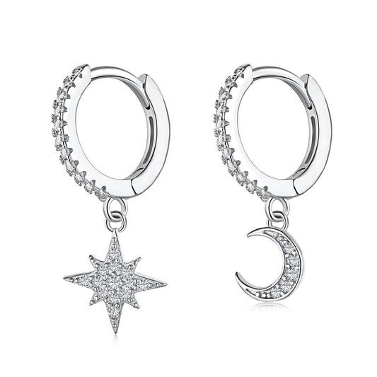 [Everoly JW]Star and Moon Asymmetric Earrings