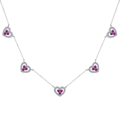 [Everoly JW]Sparkling Five Heart Necklace
