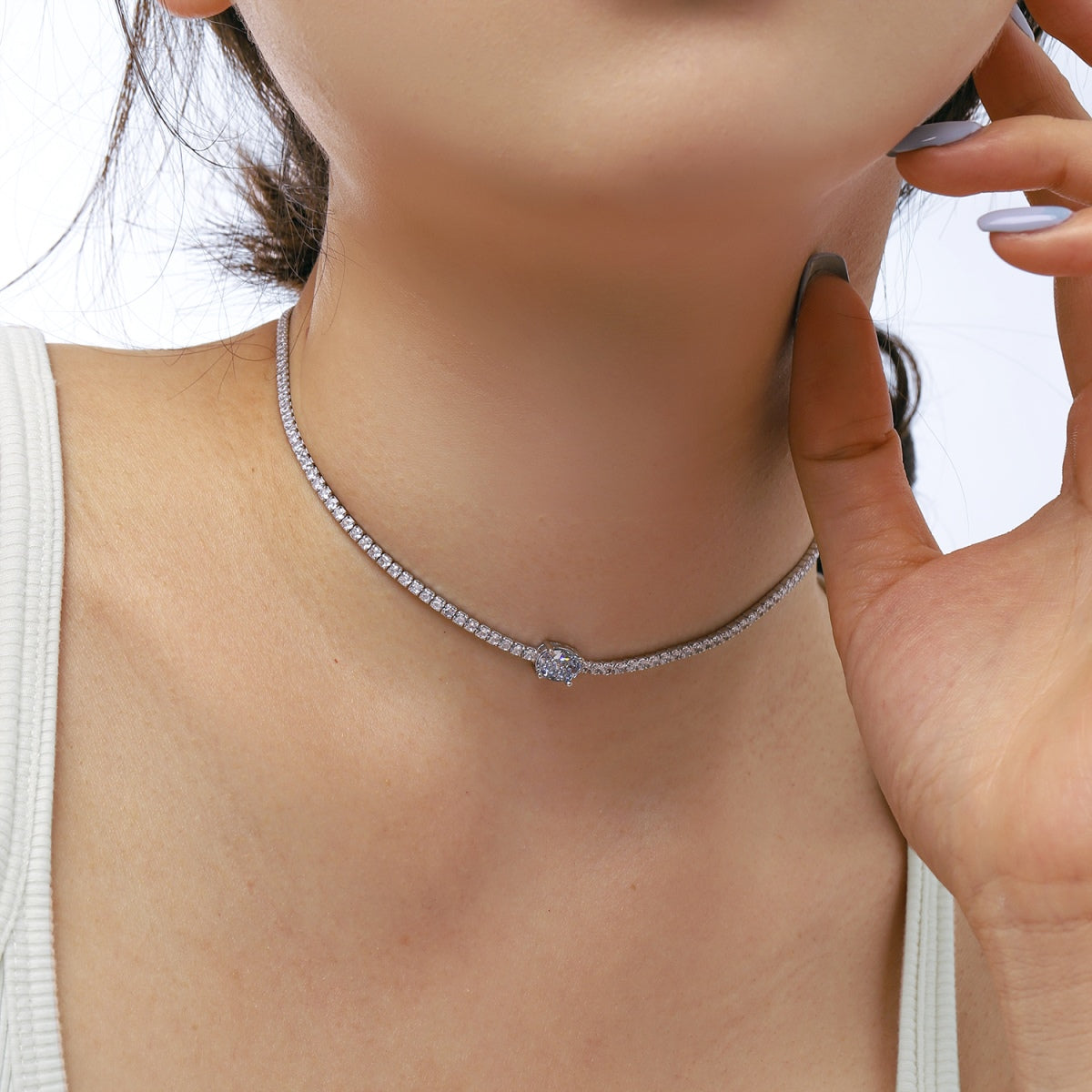 [Everoly JW]1.0 Carat Shining Oval Cut Necklace