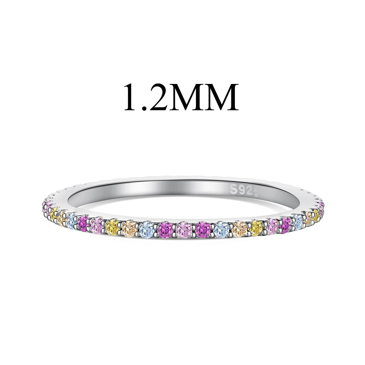 [Everoly JW]Ornate Colorful Round Cut Tennis Ring