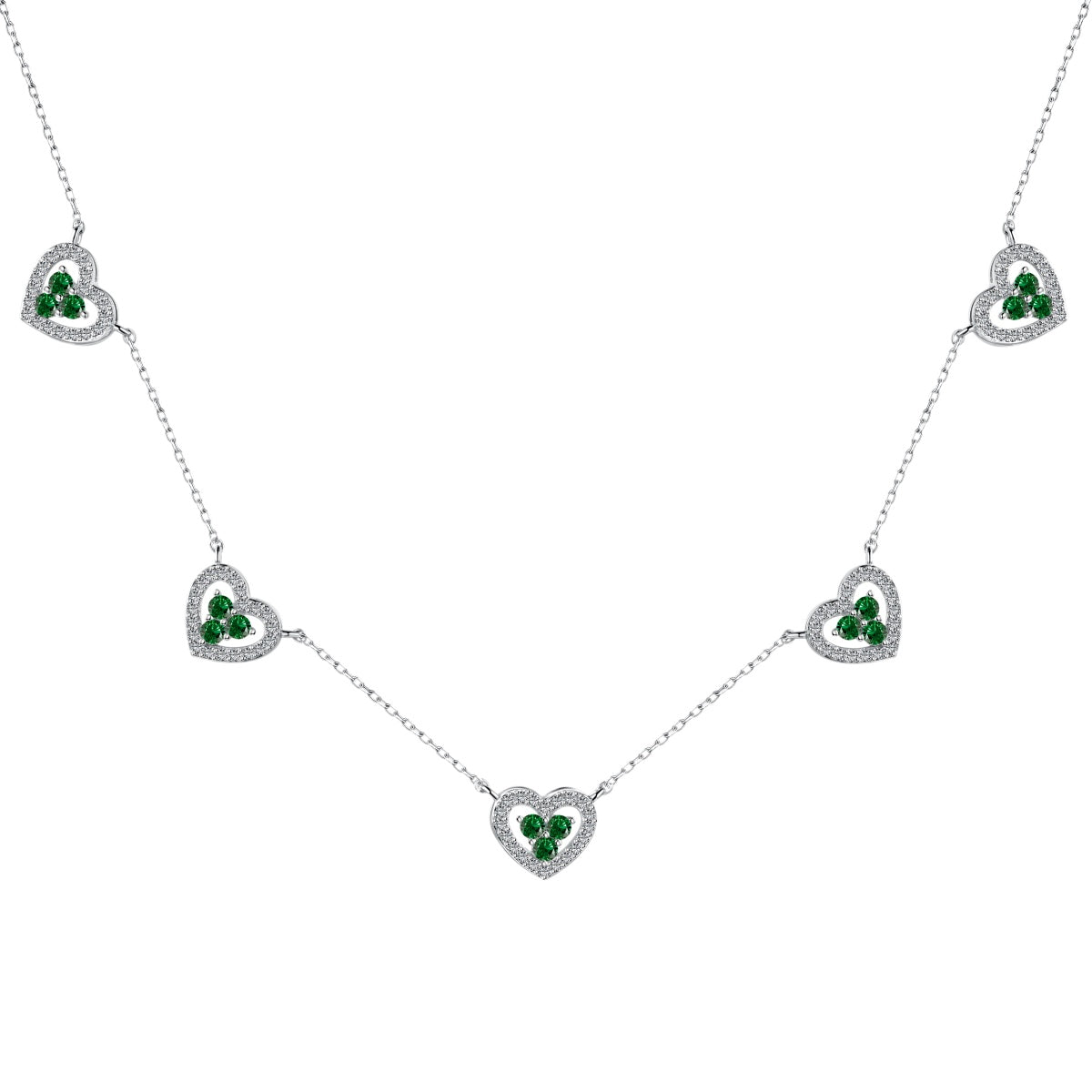 [Everoly JW]Sparkling Five Heart Necklace