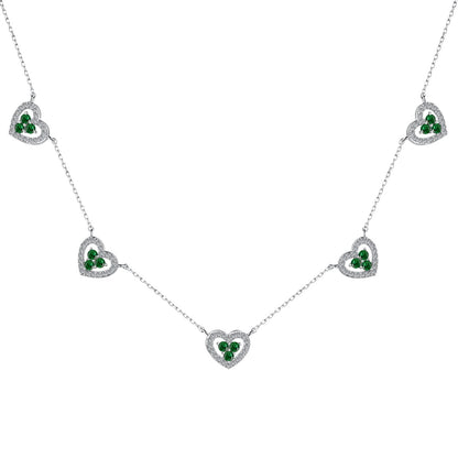 [Everoly JW]Sparkling Five Heart Necklace