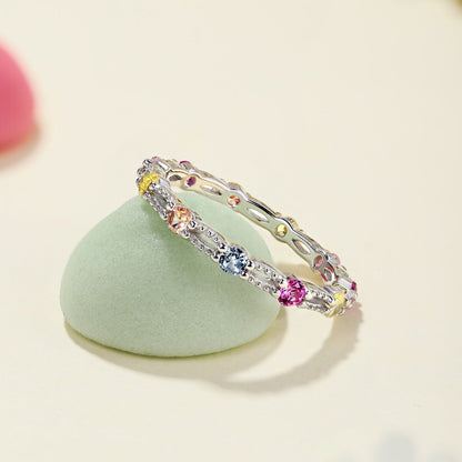 [Everoly JW]Sparkling Colorful Round Cut Tennis Ring