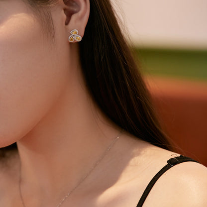[Everoly JW]Ornate Flower Shape Pear Cut Lover Earrings