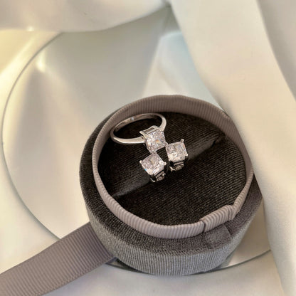 [Everoly JW]1.0 Carat Radiant Princess Cut Wedding Earrings