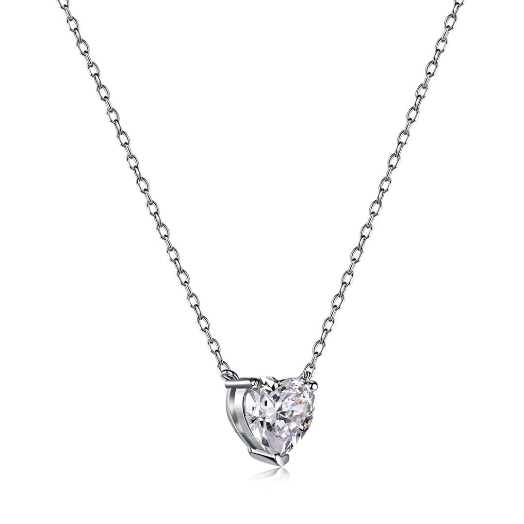 [Everoly JW]Heart Shape Main Stone Pendant Collarbone Necklace