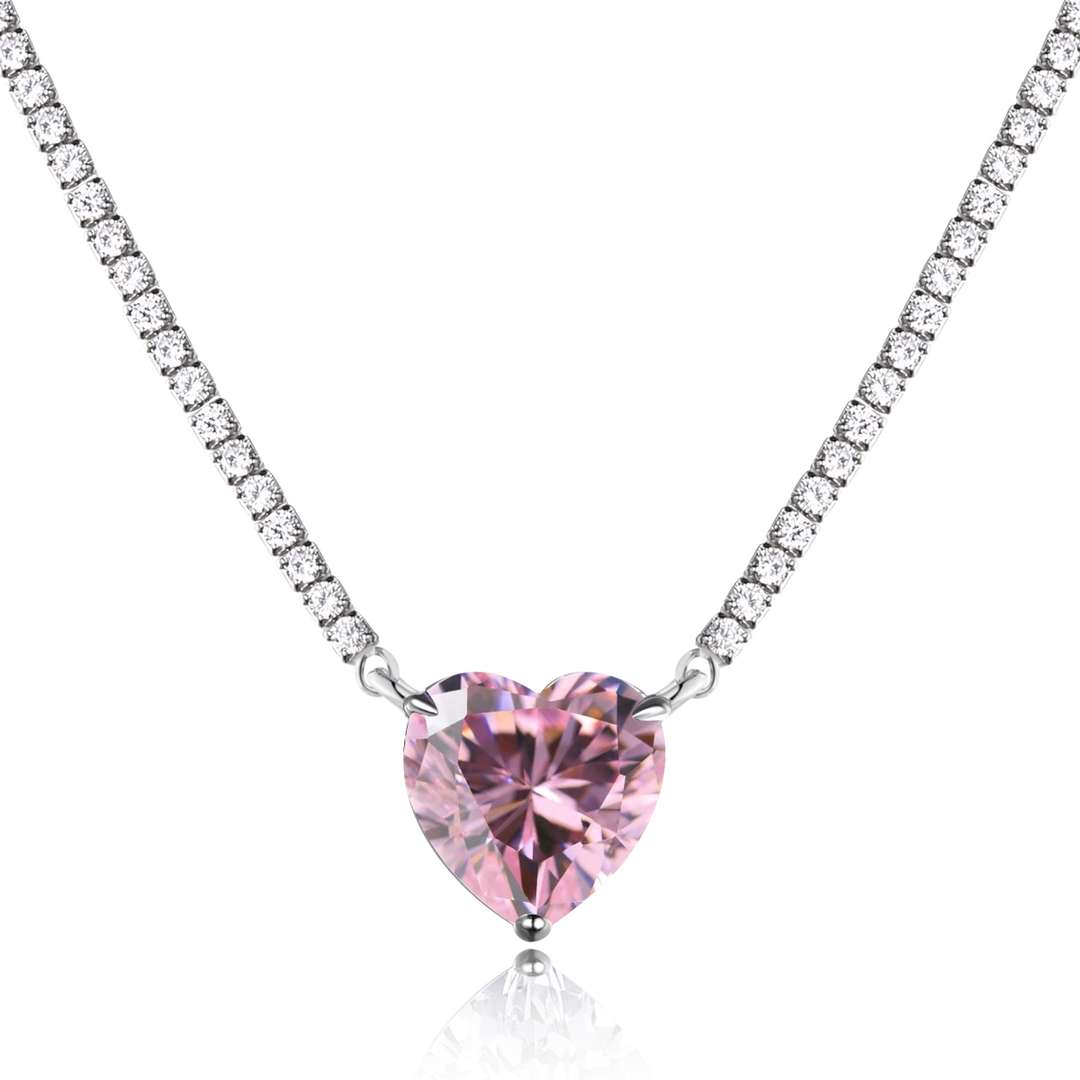 [Everoly JW]8.0 Carat Versatile Colorful Sweet Heart-Shaped Tennis Necklace