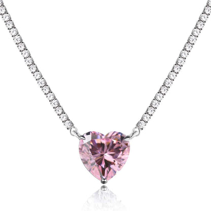 [Everoly JW]8.0 Carat Versatile Colorful Sweet Heart-Shaped Tennis Necklace