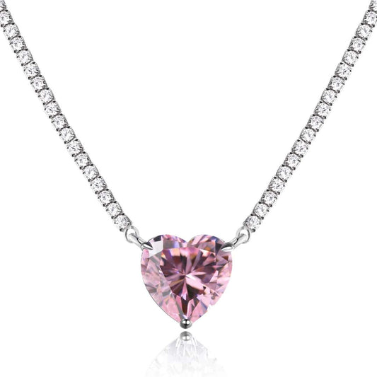 [Everoly JW]8.0 Carat Versatile Colorful Sweet Heart-Shaped Tennis Necklace