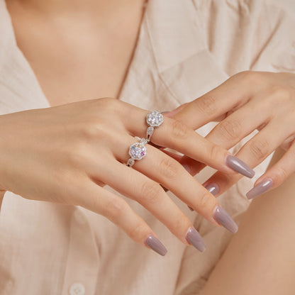 [Everoly JW]Delicate Colorful Round Cut Flower Shape Wedding Ring