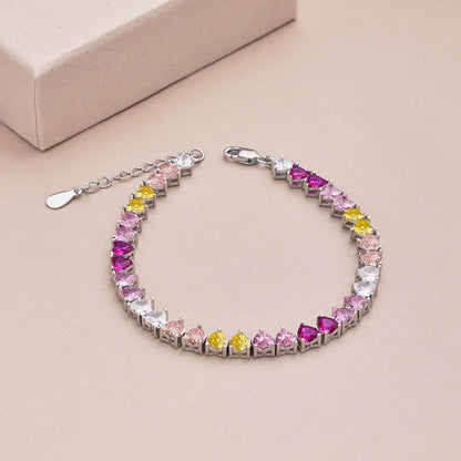 [Everoly JW]Luxurious Colorful Romantic Heart Shape Lover Bracelet
