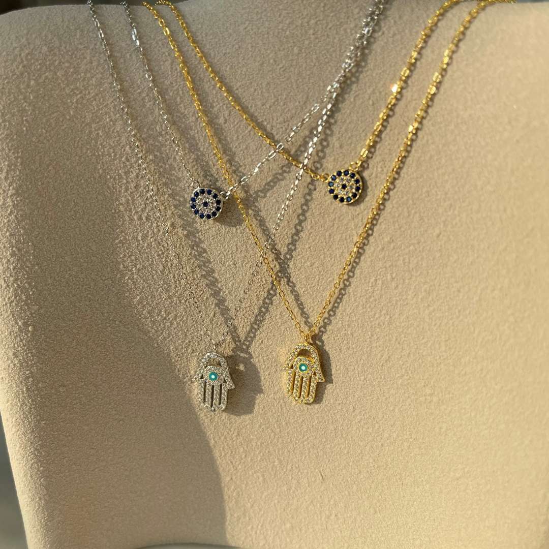 [Everoly JW]Demon Eye Hamsa Palm Necklace