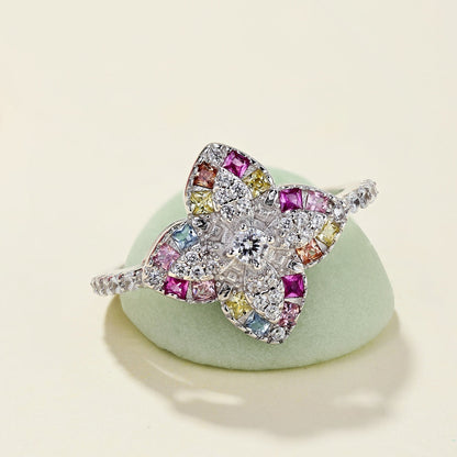 [Everoly JW]Luxurious Colorful Flower Shape Banquet Ring