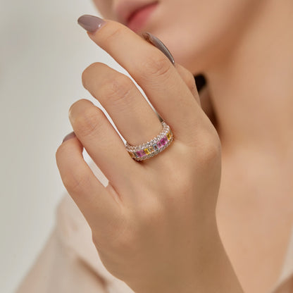 [Everoly JW]Dainty Colorful Radiant Cut Daily Ring