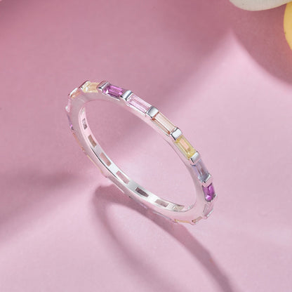 [Everoly JW]Exquisite Multicolored Emerald Cut Daily Ring
