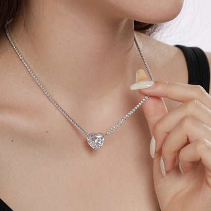 [Everoly JW]8.0 Carat Versatile Colorful Sweet Heart-Shaped Tennis Necklace