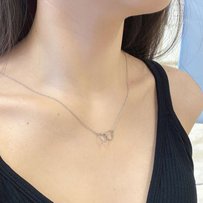 [Everoly JW]Sterling Silver Love Double Ring Necklace