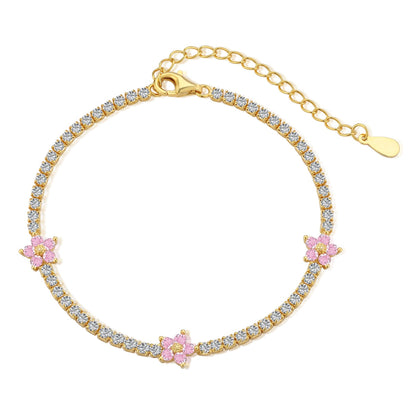 [Everoly JW]Sparkling Flower Shape Tennis Bracelet