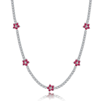 [Everoly JW]Luxurious Colorful Flower Tennis Necklace
