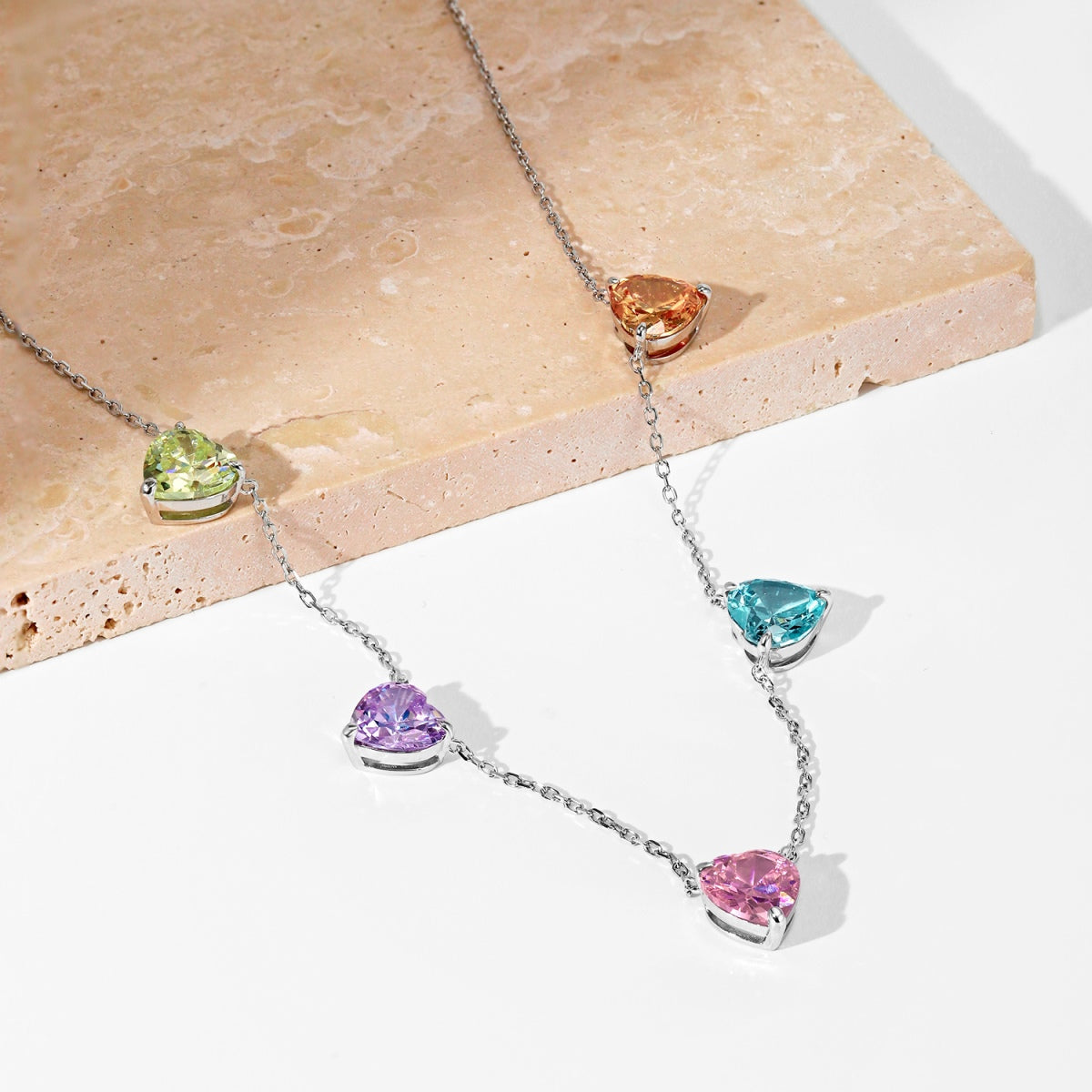 [Everoly JW]Sparkling Colorful Heart Cut Necklace