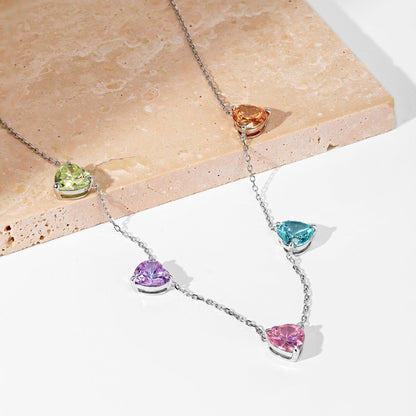 [Everoly JW]Sparkling Colorful Heart Cut Necklace