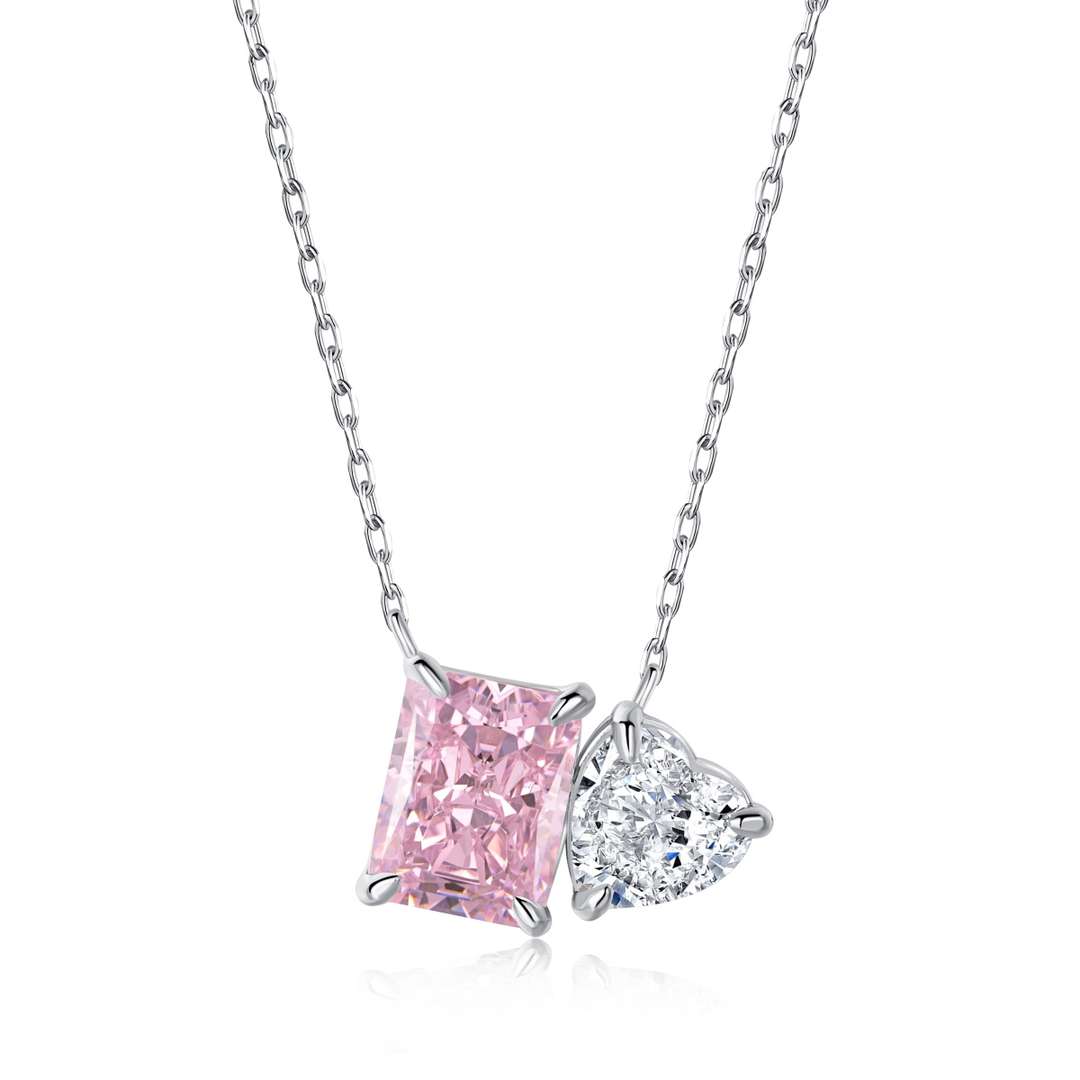 [Everoly JW]Dazzling Square & Heart Shape Necklace