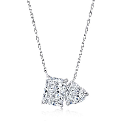 [Everoly JW]Dazzling Square & Heart Shape Necklace