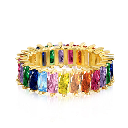 [Everoly JW]Unique Colorful Radiant Cut RIng