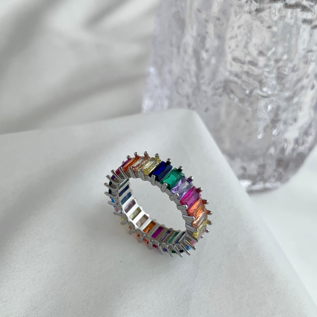 [Everoly JW]Unique Colorful Radiant Cut RIng