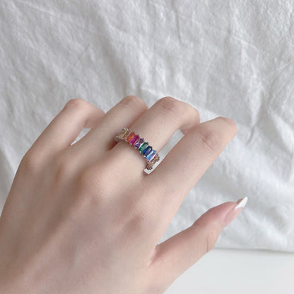 [Everoly JW]Unique Colorful Radiant Cut RIng