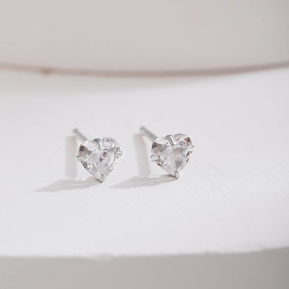 [Everoly JW]Sparkling Heart Shaped Simple Earrings