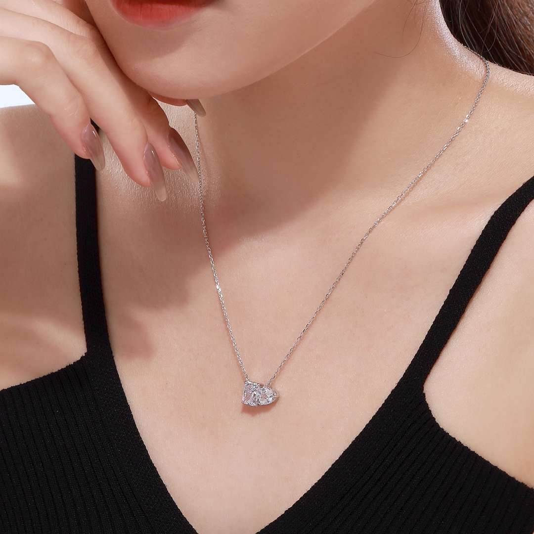 [Everoly JW]Dazzling Square & Heart Shape Necklace