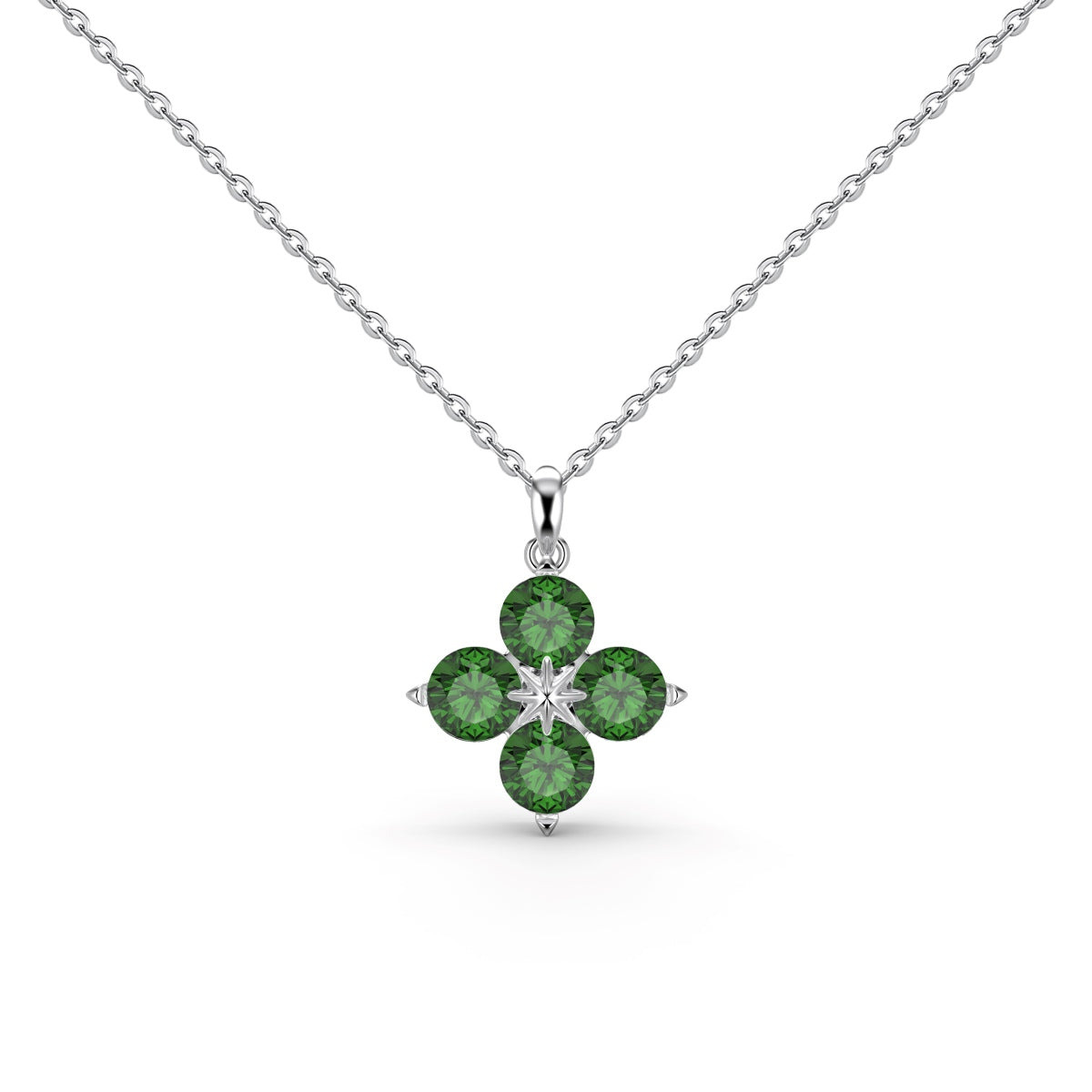 [Everoly JW]Four-Leaf Clover And Eight-Pointed Star Necklace
