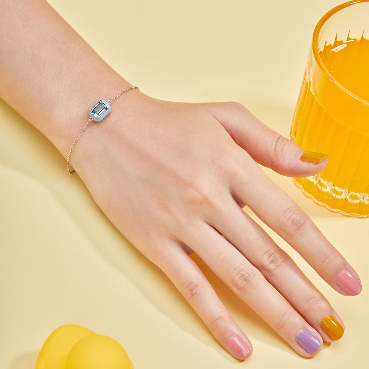 [Everoly JW]2.0 Carat Sparkling Colorful Emerald Cut Daily Bracelet