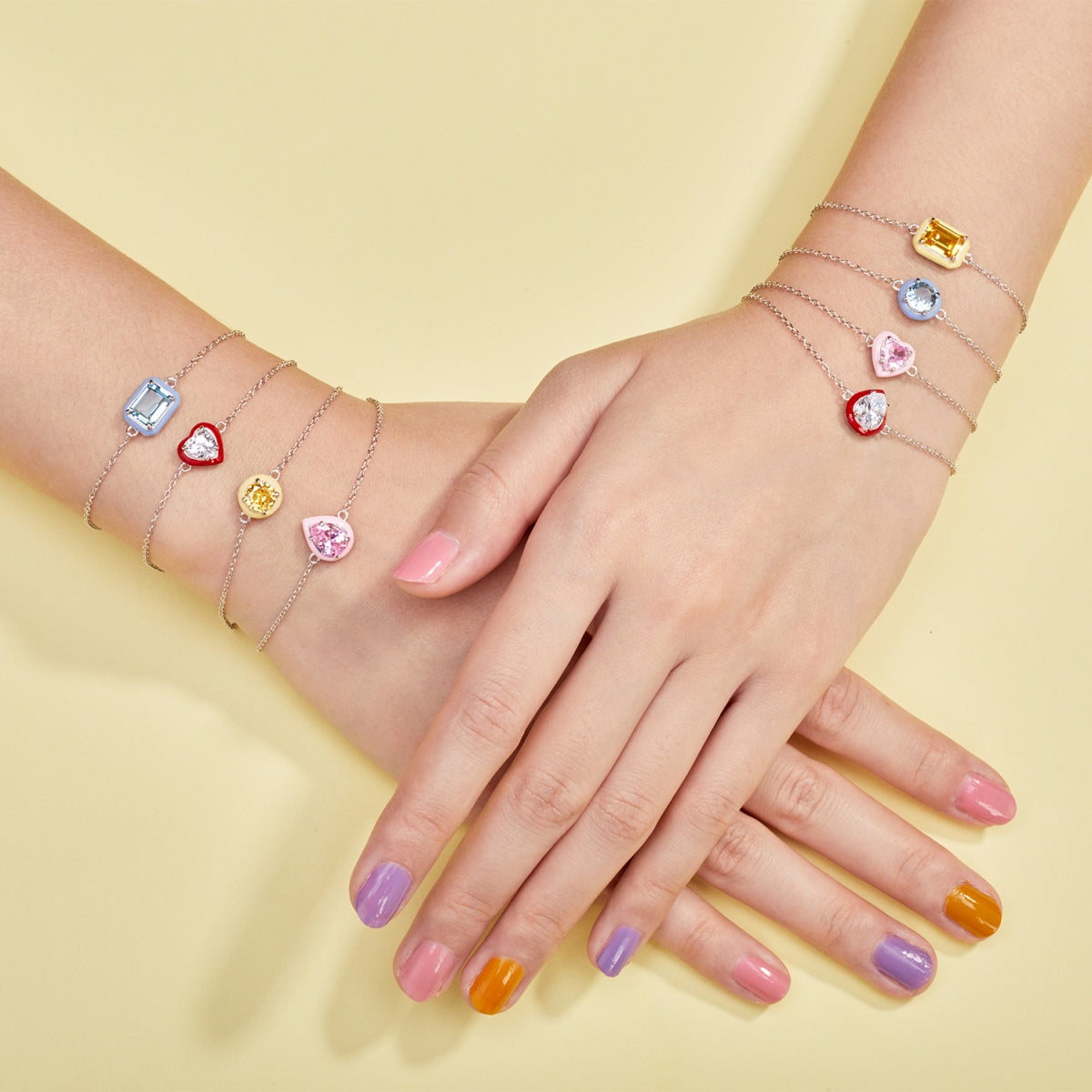 [Everoly JW]2.0 Carat Sparkling Colorful Emerald Cut Daily Bracelet