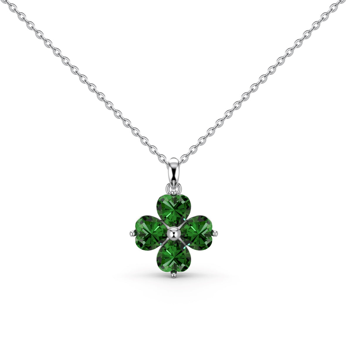 [Everoly JW]Heart-Shaped Four-Leaf Clover Bead Necklace